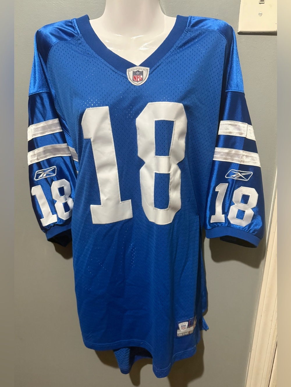 Peyton Manning On Field Reebok NFL Indianapolis Colts Sewn Jersey Size 54 2XL